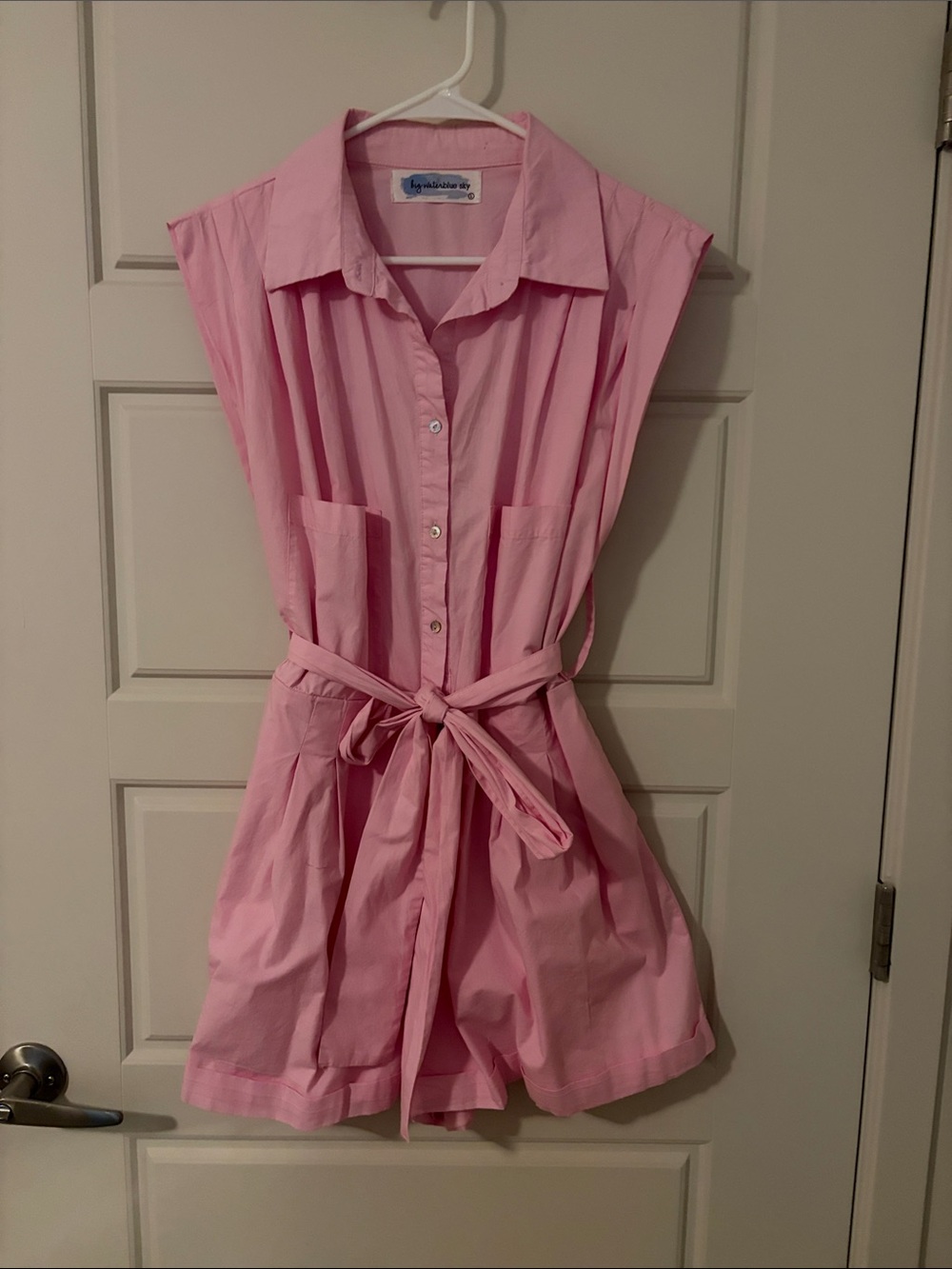Sleeveless Pink Tie-Waist Romper